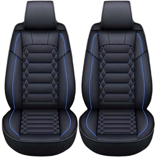 Leder Autositzbezüge Universal Sitzschoner Sitzbezüge Auto Kunstleder Dekor Vordersitze Schonbezüge für Autositze Sitzauflagen Wasserdichte Kompatibel Werkstattschoner ( Color : Black blue-2 pieces , von Aisaimout