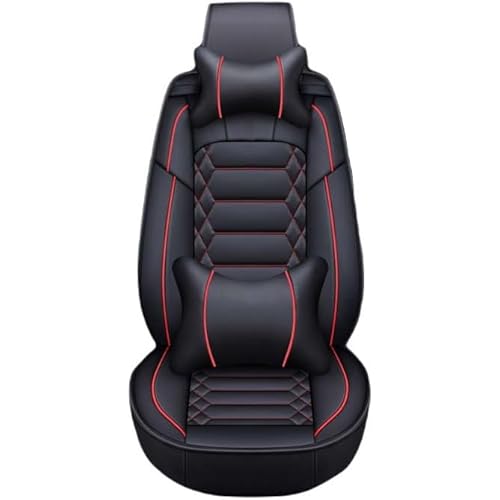 Leder Autositzbezüge Universal Sitzschoner Sitzbezüge Auto Kunstleder Dekor Vordersitze Schonbezüge für Autositze Sitzauflagen Wasserdichte Kompatibel Werkstattschoner ( Color : Black red-1 piece , Si von Aisaimout