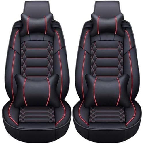 Leder Autositzbezüge Universal Sitzschoner Sitzbezüge Auto Kunstleder Dekor Vordersitze Schonbezüge für Autositze Sitzauflagen Wasserdichte Kompatibel Werkstattschoner ( Color : Black red-2 pieces , S von Aisaimout