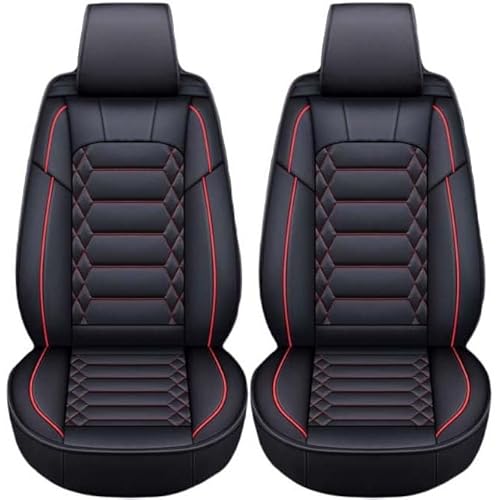 Leder Autositzbezüge Universal Sitzschoner Sitzbezüge Auto Kunstleder Dekor Vordersitze Schonbezüge für Autositze Sitzauflagen Wasserdichte Kompatibel Werkstattschoner ( Color : Black red-2 pieces , S von Aisaimout