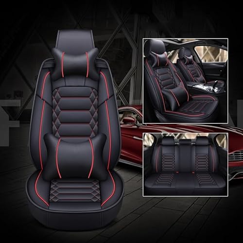 Leder Autositzbezüge Universal Sitzschoner Sitzbezüge Auto Kunstleder Dekor Vordersitze Schonbezüge für Autositze Sitzauflagen Wasserdichte Kompatibel Werkstattschoner ( Color : Black red-Full set , S von Aisaimout