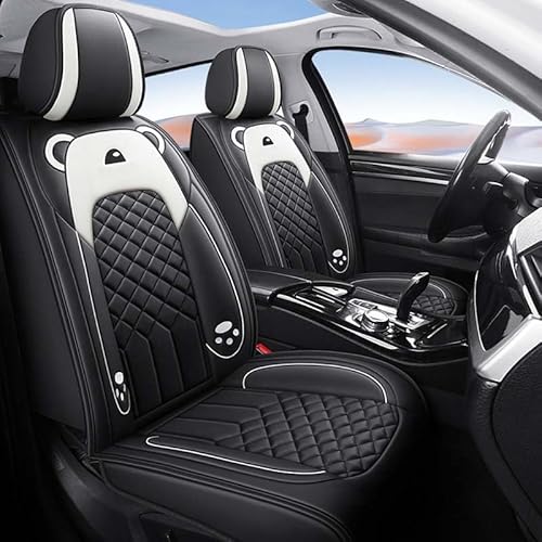 Leder Autositzbezüge Universal Sitzschoner Sitzbezüge Auto Vordersitze Kunstleder Wasserdichte Schonbezüge Werkstattschoner Sitzauflagen Kompatibel mit Airbags ( Color : Black white-1 item-Skin , Size von Aisaimout