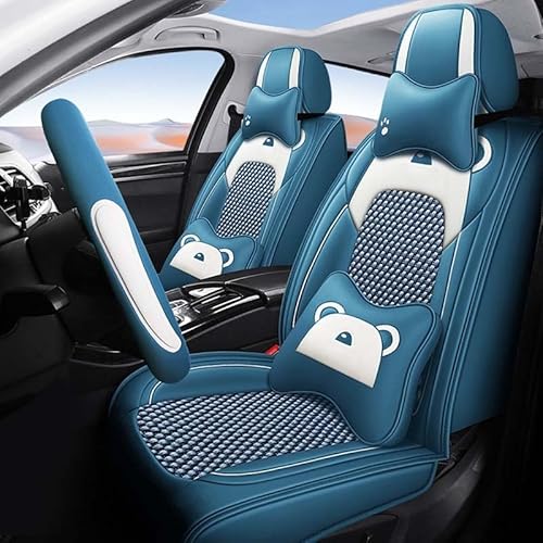 Leder Autositzbezüge Universal Sitzschoner Sitzbezüge Auto Vordersitze Kunstleder Wasserdichte Schonbezüge Werkstattschoner Sitzauflagen Kompatibel mit Airbags ( Color : Blue-1 item-ice , Size : Luxur von Aisaimout