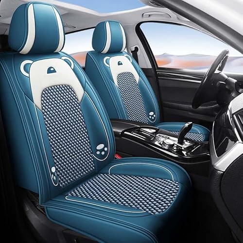 Leder Autositzbezüge Universal Sitzschoner Sitzbezüge Auto Vordersitze Kunstleder Wasserdichte Schonbezüge Werkstattschoner Sitzauflagen Kompatibel mit Airbags ( Color : Blue-2 item-ice , Size : Stand von Aisaimout