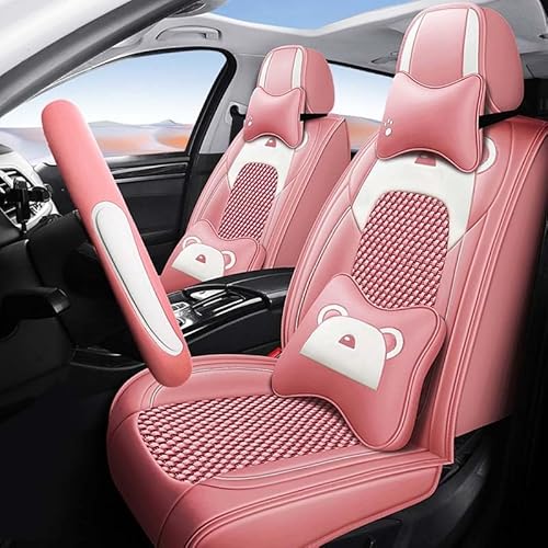 Leder Autositzbezüge Universal Sitzschoner Sitzbezüge Auto Vordersitze Kunstleder Wasserdichte Schonbezüge Werkstattschoner Sitzauflagen Kompatibel mit Airbags ( Color : Pink-2 item-ice , Size : Luxur von Aisaimout