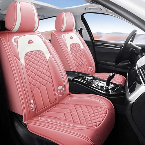 Leder Autositzbezüge Universal Sitzschoner Sitzbezüge Auto Vordersitze Kunstleder Wasserdichte Schonbezüge Werkstattschoner Sitzauflagen Kompatibel mit Airbags ( Color : Pink-full set-Skin , Size : St von Aisaimout