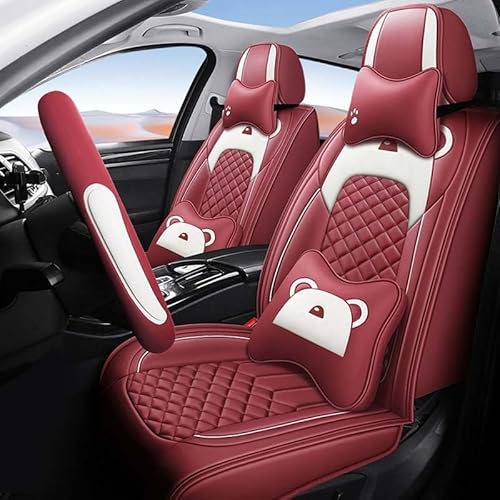 Leder Autositzbezüge Universal Sitzschoner Sitzbezüge Auto Vordersitze Kunstleder Wasserdichte Schonbezüge Werkstattschoner Sitzauflagen Kompatibel mit Airbags ( Color : Red-1 item-Skin , Size : Luxur von Aisaimout