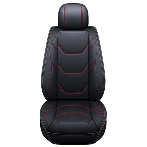 Leder Autositzbezüge Vorne Sitzschoner Sitzbezüge Auto Universal Dekor Werkstattschoner Vordersitze Kunstleder Wasserdichte Schonbezüge für Autositze Sitzauflagen ( Color : Black red-full set-Luxury ) von Aisaimout