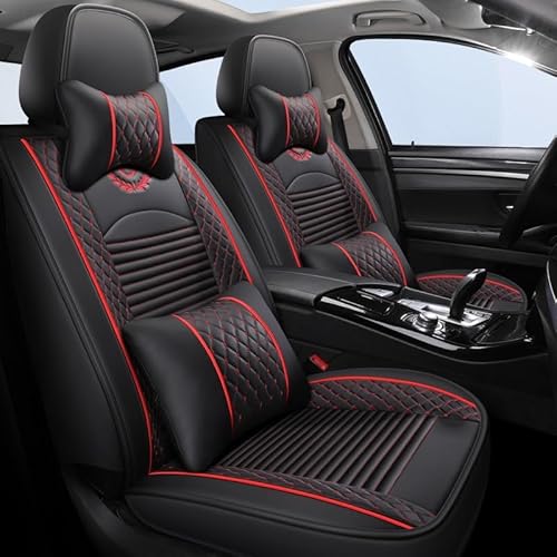 Leder Sitzschoner Autositzbezüge Universal Sitzbezüge Auto Kunstleder Dekor Vordersitze Schonbezüge für Wasserdichte Autositze Sitzauflagen Werkstattschoner ( Color : Black red , Size : Luxury-1 item von Aisaimout