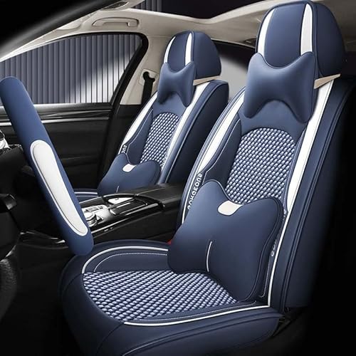 Leder Universal Autositzbezüge Sitzschoner Sitzbezüge Auto Wasserdichte Kunstleder Schonbezüge Sitzauflagen Beeinträchtigt Nicht Die Auslösung Des Airbags Werkstattschoner ( Color : Blue-Ice silk-1 , von Aisaimout