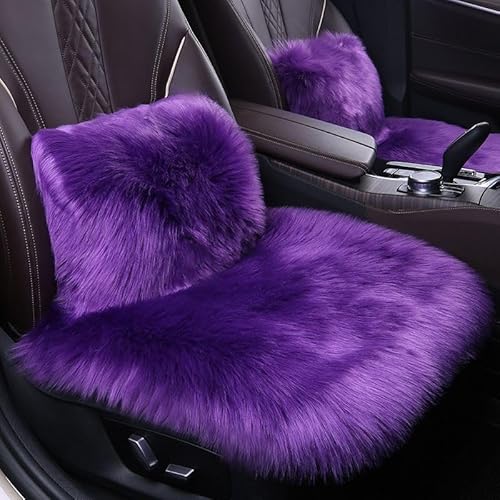 Sitzbezug Autositzbezüge Vordersitze Winter Warme Universeller Plüsch Kunstfell Schonbezug Sitzauflagen Autositz Vorne Autositzkissen 3-Teiliges Set sitzschutz ( Color : Purple , Size : SINGLE_B ) von Aisaimout