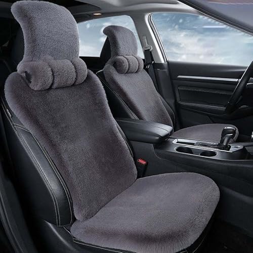 Sitzbezug Kaninchenfell Vorne Autositzkissen Schonbezug Sitzauflagen Autositz Universeller Plüsch Autositzbezüge Vordersitze Winter Warme sitzschutz ( Color : Grey-previous pair , Size : Luxury ) von Aisaimout