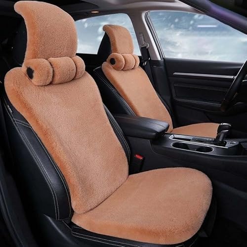 Sitzbezug Kaninchenfell Vorne Autositzkissen Schonbezug Sitzauflagen Autositz Universeller Plüsch Autositzbezüge Vordersitze Winter Warme sitzschutz ( Color : Light Brown-separation , Size : Luxury ) von Aisaimout