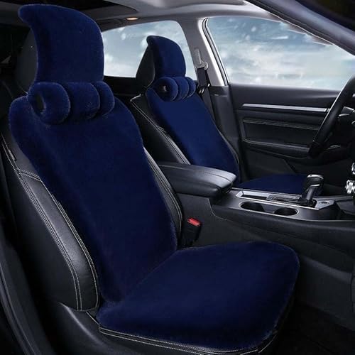 Sitzbezug Kaninchenfell Vorne Autositzkissen Schonbezug Sitzauflagen Autositz Universeller Plüsch Autositzbezüge Vordersitze Winter Warme sitzschutz ( Color : Navy blue-overall , Size : Luxury ) von Aisaimout