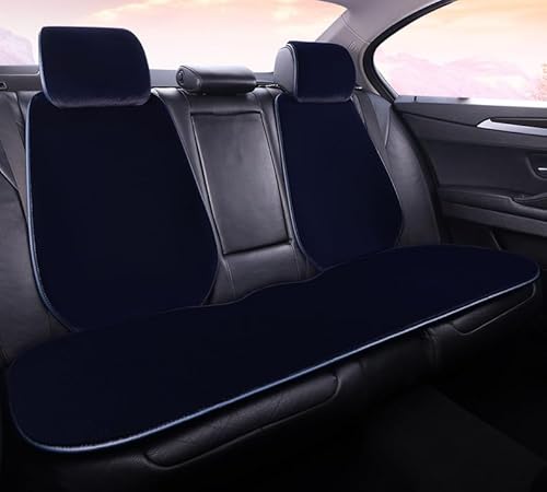 Sitzbezug Plüsch Autositzbezüge Vordersitze Winter Universeller Sitzauflagen Autositz Vorne Autositzkissen Warme Goldener Nerzsamt Schonbezug 3-Teiliges/5-Teiliges Set sitzschutz ( Color : Navy blue , von Aisaimout