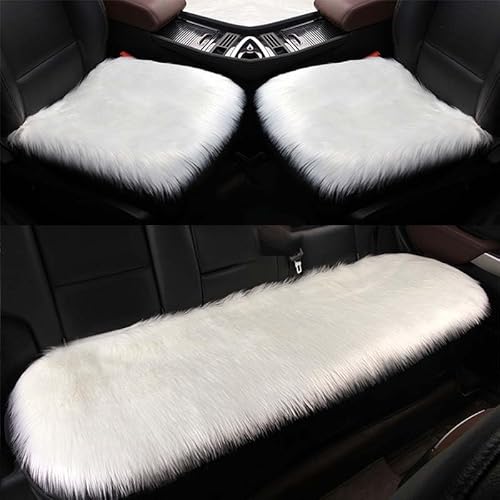 Sitzbezug Plüsch Autositzbezüge Vordersitze Winter Warme Aus Hirschledervlies Schonbezug Sitzauflagen Autositz Vorne Autositzkissen 3-Teiliges Set Universeller sitzschutz ( Color : White , Size : Fron von Aisaimout