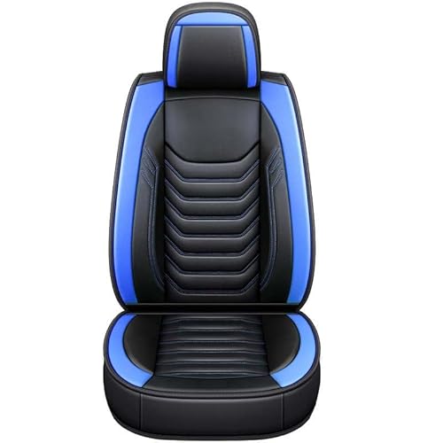 Sitzschoner Leder Vordersitze Autositzbezüge Sitzbezüge Auto Dekor Werkstattschoner Universal Kunstleder wasserdichte Schonbezüge für Autositze (Color : Black Blue-2 Item-Standard) von Aisaimout