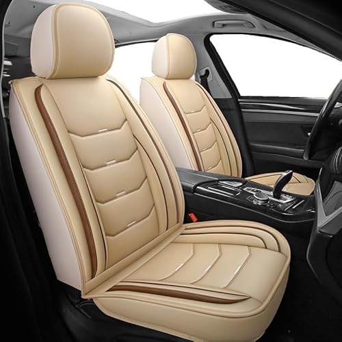 Universal Leder Autositzbezüge Sitzschoner Sitzbezüge Auto Kunstleder Dekor Vordersitze Schonbezüge für Autositze Sitzauflagen Wasserdichte Kompatibel Werkstattschoner ( Color : Beige , Size : 1 piece von Aisaimout