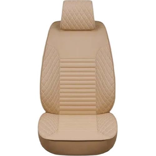 Universal Leder Autositzbezüge Sitzschoner Sitzbezüge Auto Kunstleder Dekor Vordersitze Schonbezüge für Autositze Sitzauflagen Wasserdichte Kompatibel Werkstattschoner ( Color : Beige-1 piece , Size : von Aisaimout