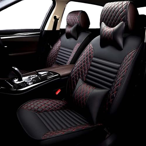 Universal Leder Autositzbezüge Sitzschoner Sitzbezüge Auto Kunstleder Dekor Vordersitze Schonbezüge für Autositze Sitzauflagen Wasserdichte Kompatibel Werkstattschoner ( Color : Black red-1 piece , Si von Aisaimout