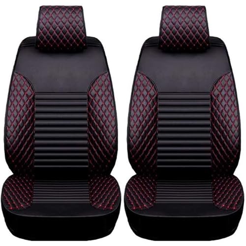 Universal Leder Autositzbezüge Sitzschoner Sitzbezüge Auto Kunstleder Dekor Vordersitze Schonbezüge für Autositze Sitzauflagen Wasserdichte Kompatibel Werkstattschoner ( Color : Black red-2 pieces , S von Aisaimout