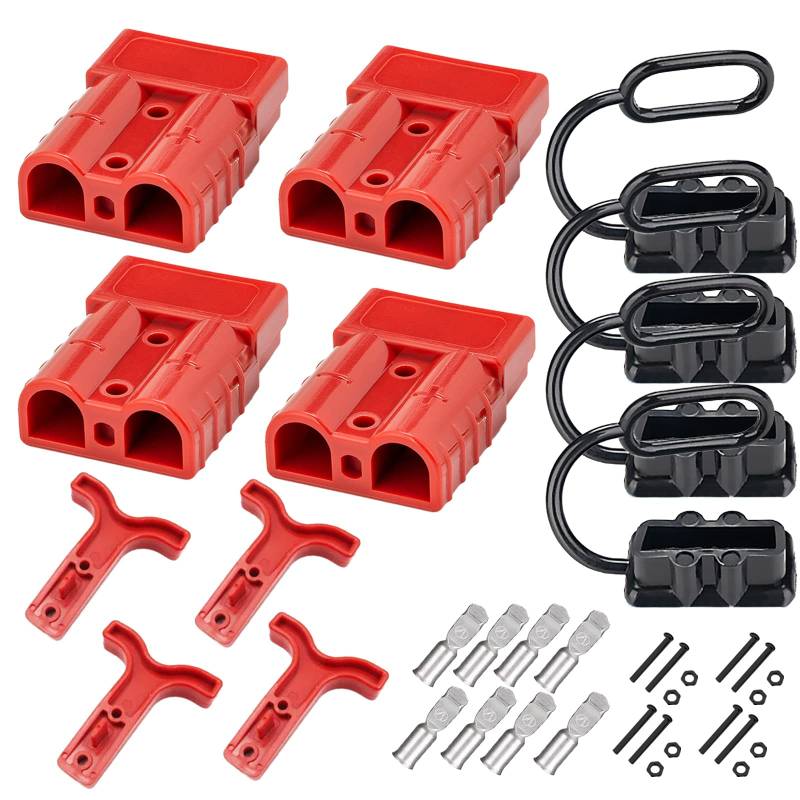 Aisny 6-12 Gauge Batterie-Schnellverbinder, 50A 600V Batterie-Schnellkupplung Trennen Batteriekabel Kabelbaum-Stecker-Kit für Motorbergungswinde Auto-Anhänger-Elektrogeräte-Rot von Aisny