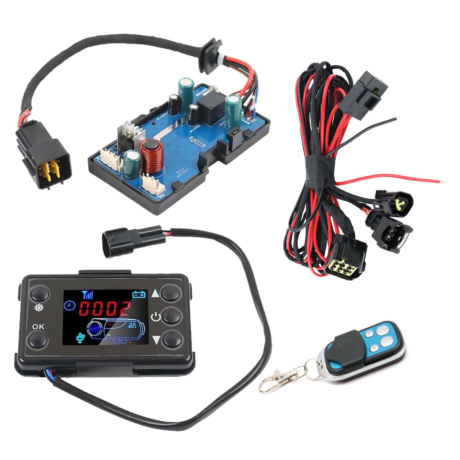 Standheizung Controller, 3KW/5KW/8KW 12V/24V Auto Platinen Heizung LCD Monitor Dieselheizung Hauptplatine Autoheizungsregler Wagenheizung Parkheizung Diesel mit Fernbedienung von Aisny