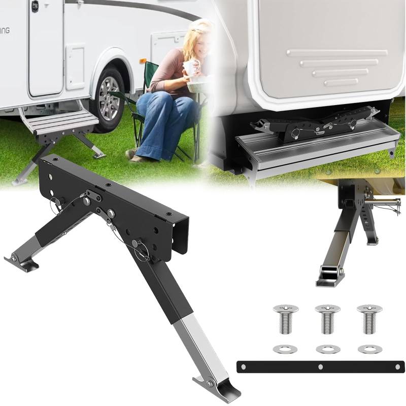 Wohnmobil Stufenstabilisator Set, Wohnmobil Zubehör für Wohnwagen und Wohnmobile Höhenverstellbar von 7cm bis 29cm Wohnmobil Zubehör für Außenstufen von Wohnmobilen zum Verstauen Ohne Entfernen von Aisny