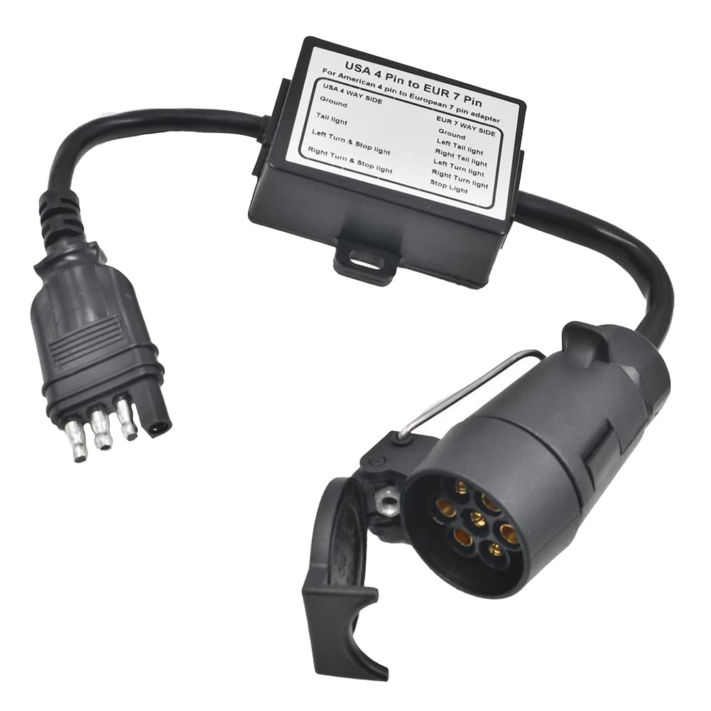 Aiwjeakh AnhäNgerstecker USA 4-Pin-Flachstecker auf EuropäIschen 7-Pin-Stecker 4 auf 7 Trailer Light Converter Circuit Adapter von Aiwjeakh