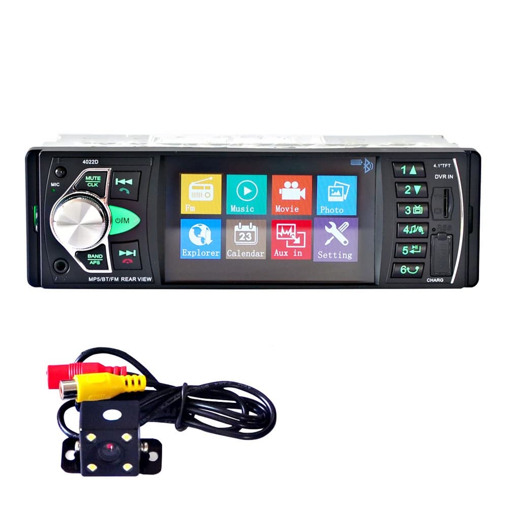 Aiwjeakh Auto HD 4,1-Bluetooth-MP5-Player RüCkfahrbildschirm FM-Radio-Kartenspieler Universal 4022D + RüCkfahrkamera von Aiwjeakh