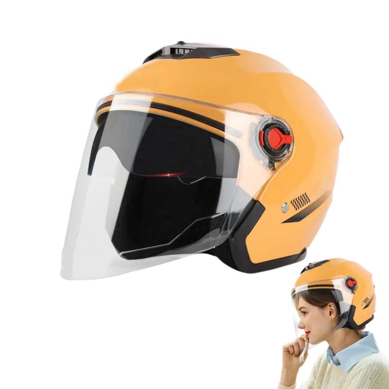 Aizuoni Motorrad Helme Für Herren, Motorrad Helm Frauen, Helmet Motorcycle, Tragbare Offene Helme, 3/4 Mopedhelme Für Erwachsene Damen Herren, Langlebige Motorradhelme Mit Visier Für Roller von Aizuoni