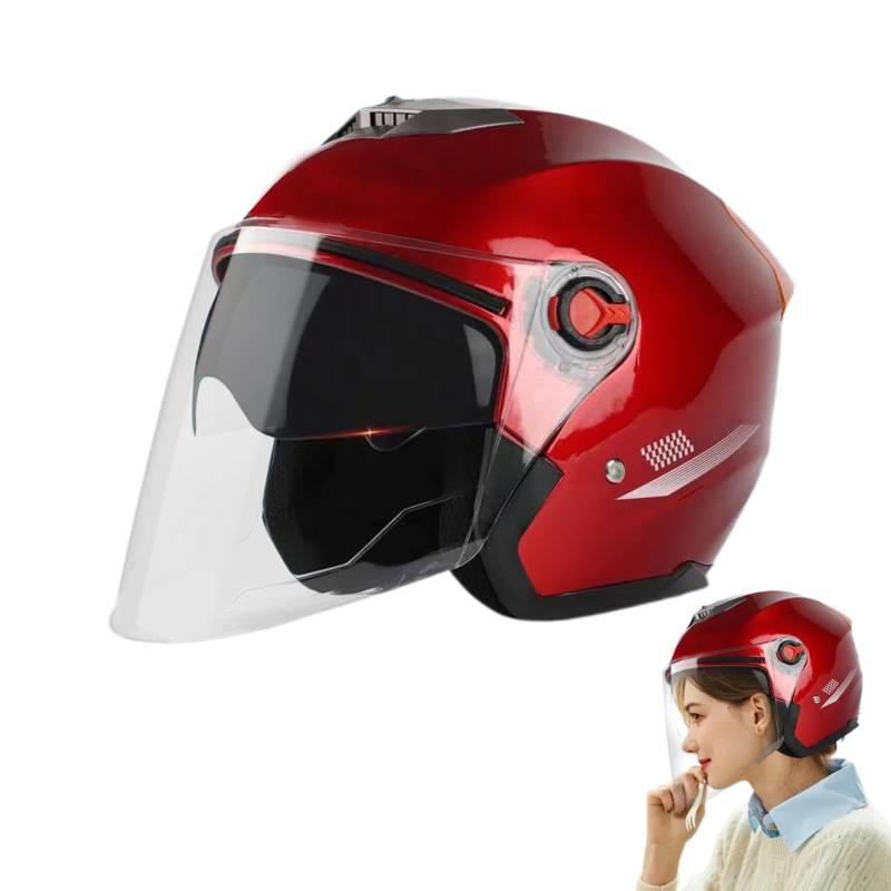 Aizuoni Motorrad Helme Für Herren, Motorrad Helm Frauen, Helmet Motorcycle, Tragbare Offene Helme, 3/4 Mopedhelme Für Erwachsene Damen Herren, Langlebige Motorradhelme Mit Visier Für Roller von Aizuoni