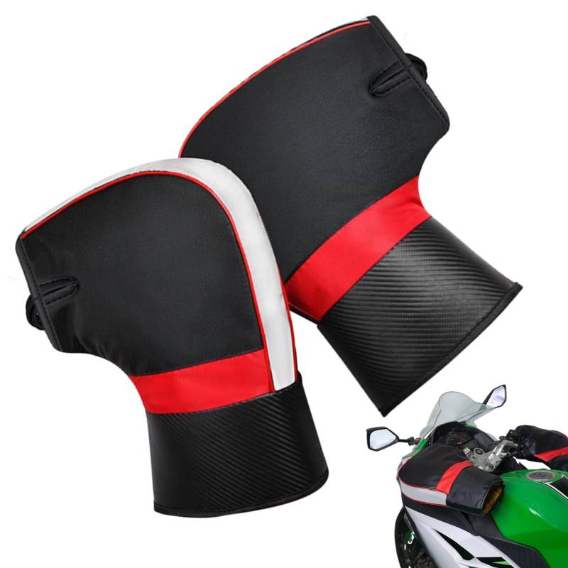 Aizuoni Motorrad-Lenkerhandschuhe, 2 Stück -Stulpenhandschuhe Mit Griff, Wasserdicht, Handschuhe Lenker Muffs Hand Dicker Plüsch Motorcycle Handlebar Mittens von Aizuoni