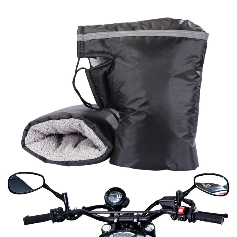 Aizuoni Motorrad-Lenkermuffen,Reiter-Handschuhe, Stulpen, Griff, Thermo-Überzug | Handwärmer, ATV-Zubehör, Thermo Motorradlenker Handschuhe wasserdichte Verdickt Plüschfutter Lenkermuffen von Aizuoni