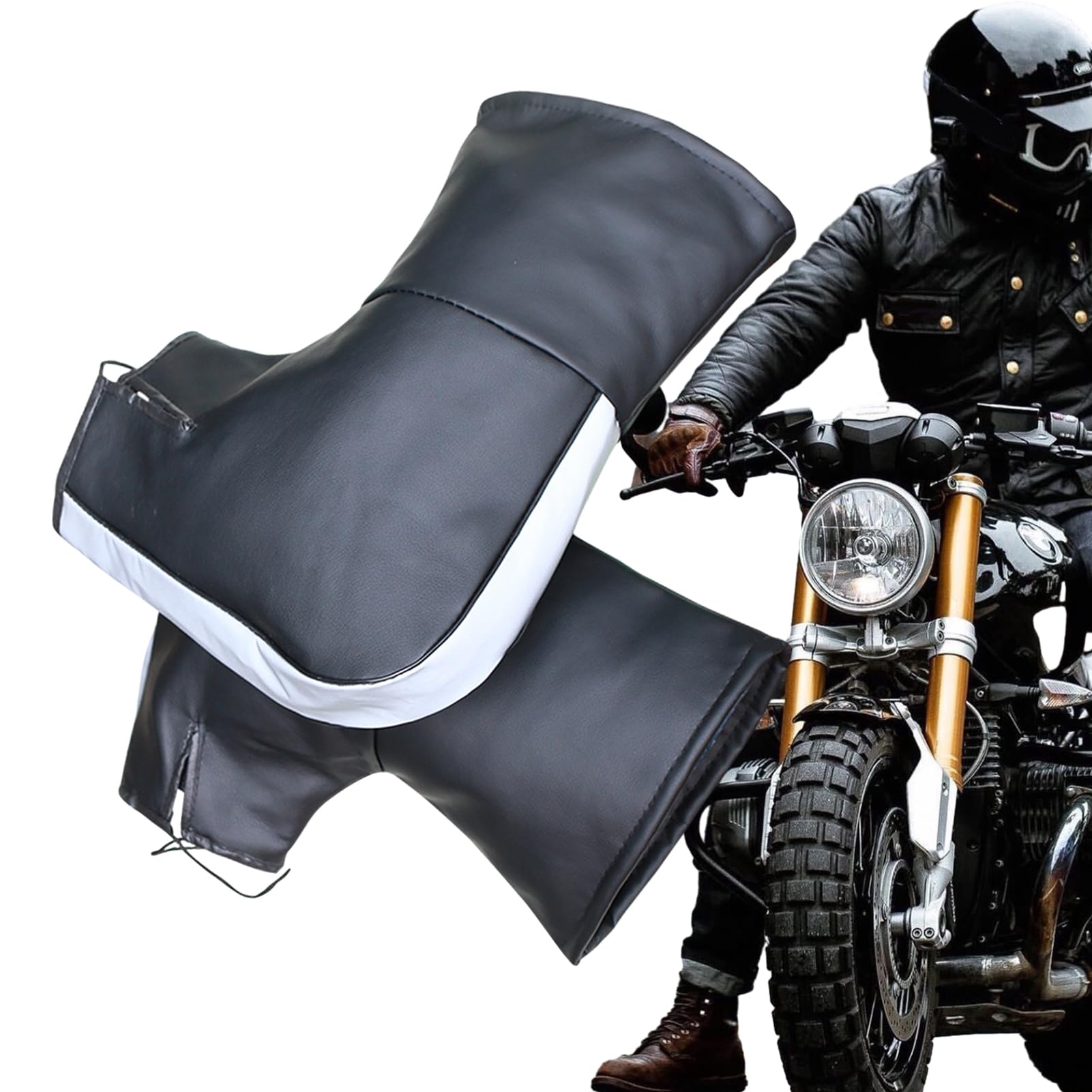 Aizuoni Winter-Lenker-Motorradmuffen,Wintermuffs Für Schneemobile - Motorradhandschuhe, Wasserdichtes Ledergewebe, Bequeme, Lenkerstulpen Lenkerhandschuhe Warme Muffs Handschuh Für Motorrad-Roller von Aizuoni