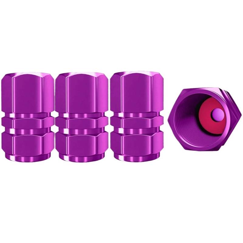 4Pcs Aluminium Legierung Auto Rad Reifen Ventil Kappen Reifen Felge Stem Abdeckungen Auto Staubdicht Reifen Kappe(Purple) von Ajhui