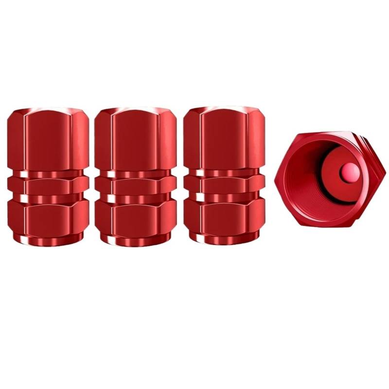 4Pcs Aluminium Legierung Auto Rad Reifen Ventil Kappen Reifen Felge Stem Abdeckungen Auto Staubdicht Reifen Kappe(Red) von Ajhui