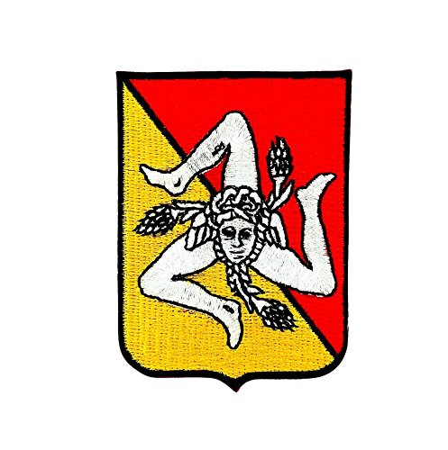 Akachafactory Gesticktes-Aufnäher Patch Backpack Wappen Flagge Sizilien Sicilia Siziliens thermocolla von Akachafactory