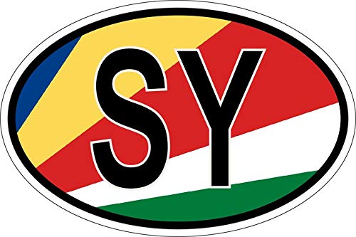 Akachafactory Sticker Aufkleber Nationalitätenkennzeichen Flagge Fahne SY Seychelles von Akachafactory