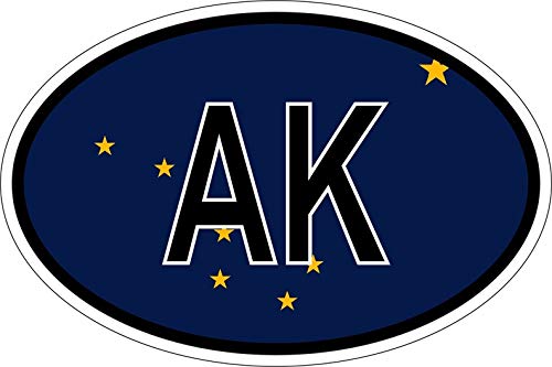 Akachafactory Sticker Aufkleber Nationalitätenkennzeichen Flagge Fahne usa Alaska AK von Akachafactory