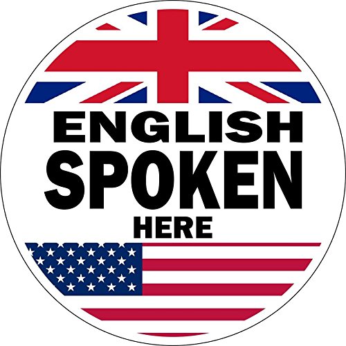 Aufkleber für Tür, Schaufenster, Geschäft, Aufdruck "man spricht Englisch / English Spoken", 10 cm von Akachafactory