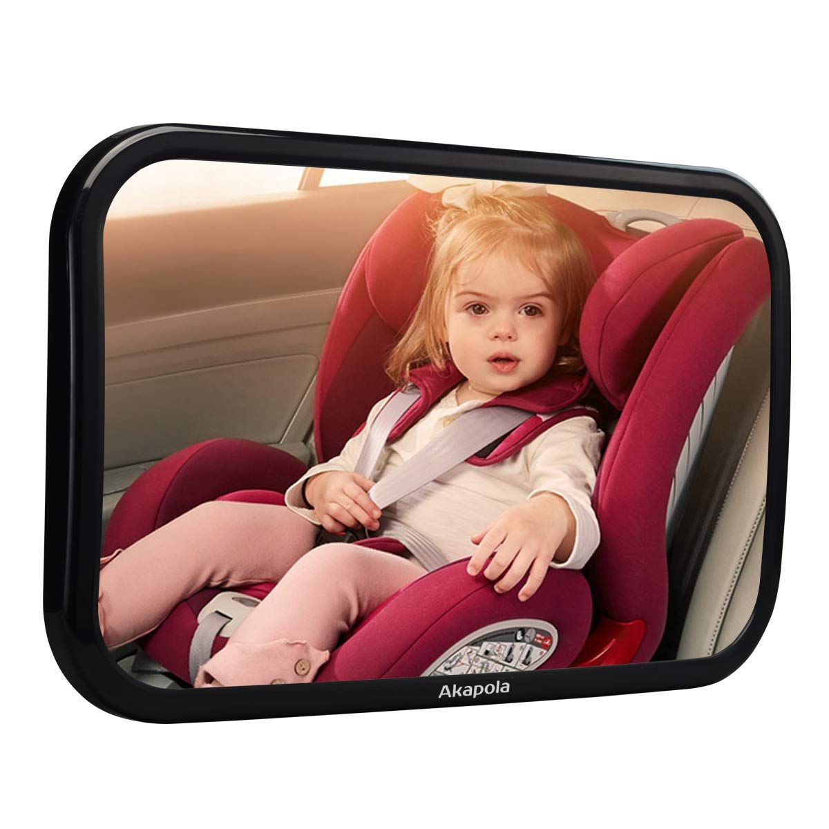 Akapola Rücksitzspiegel für Babys,Spiegel Auto 360° schwenkbar,Autospiegel rücksitz Verstellbare elastische Riemen,Rückspiegel für Kindersitz und Babyschale für allerlei Kopfstützen von Akapola