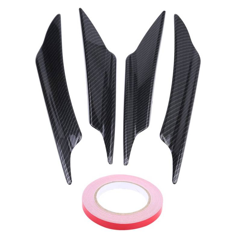 4 Stück Frontstoßstange Spoiler Auto Universal Kohlefaser Frontstoßstange Spoiler Luftdurchfluss Luftzufuhr Spoilerlippe Kantenschutz Kotflügel Front Flaps Lip Spoiler Splitter Diffusor (Kohlefaser) von Akozon