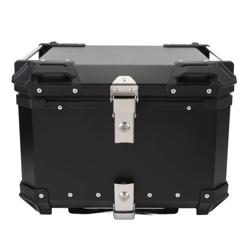 55L Motorrad-Topcase, Aluminiumlegierung, Wasserabweisend, Hinteres Top-Box-Sicherheitsschloss, Universelle Gepäckaufbewahrung (BLACK) von Akozon