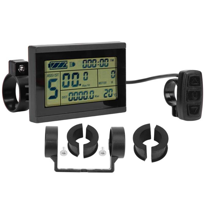 Akozon LCD-Instrument, KT-LCD3U Fahrradkonvertierung KT‑LCD3U Horizontaler Schwarzweiß-Bildschirm LCD-Messgerät Wasserdichter Anschluss schwarz-weißer LCD-Bildschirm mit von Akozon