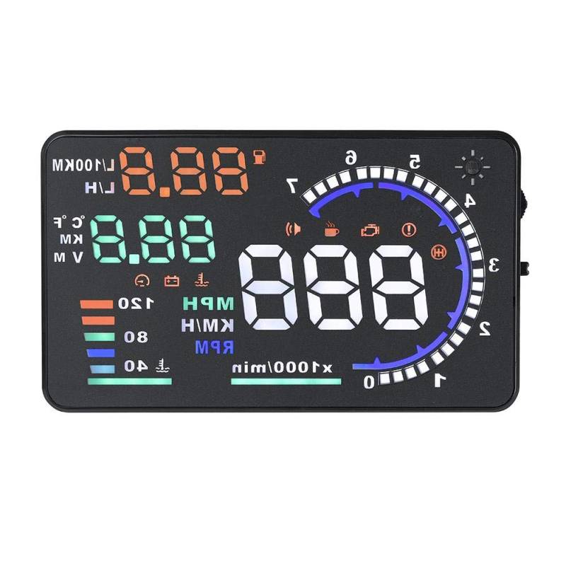 Akozon Frontscheibenanzeige HUD, 5,5 Zoll (14 cm) OBD II, reflektierender Bildschirm-Display für Windschutzscheibe von Akozon