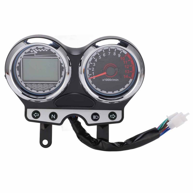 Akozon Motorrad elektronischer Drehzahlmesser DC 12V Universal Motorrad LED Blau Hintergrundbeleuchtung Schwarz ABS Shell Multi Information Display Elektronische Drehzahlmesseranzeige von Akozon