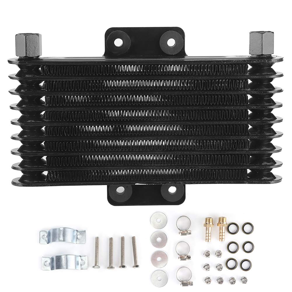 Akozon Universal Motorölkühler Kit, 8 Reihe Schwarz Motorradkühlsystem aus Aluminiumlegierung für 125-250CC Motorrad Dirt Bike ATV von Akozon