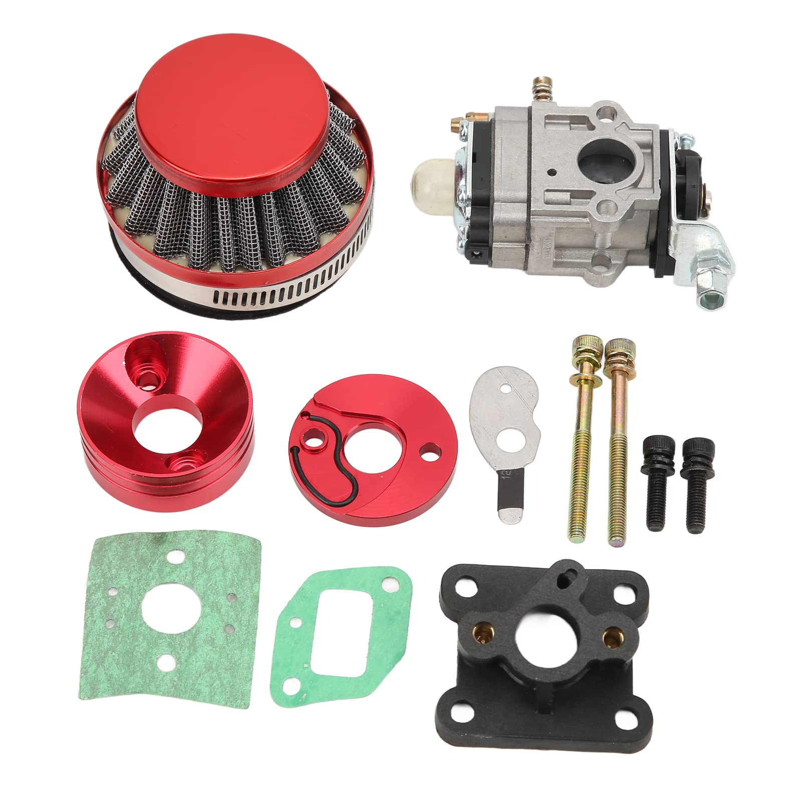 Akozon Vergaser Set, 0.59in Vergaser Kit mit Luftfilter Kit für 2-Takt 47cc 49cc Standup Benzin Scooter ATV Quad Pocke Vergaser Ersatz von Akozon