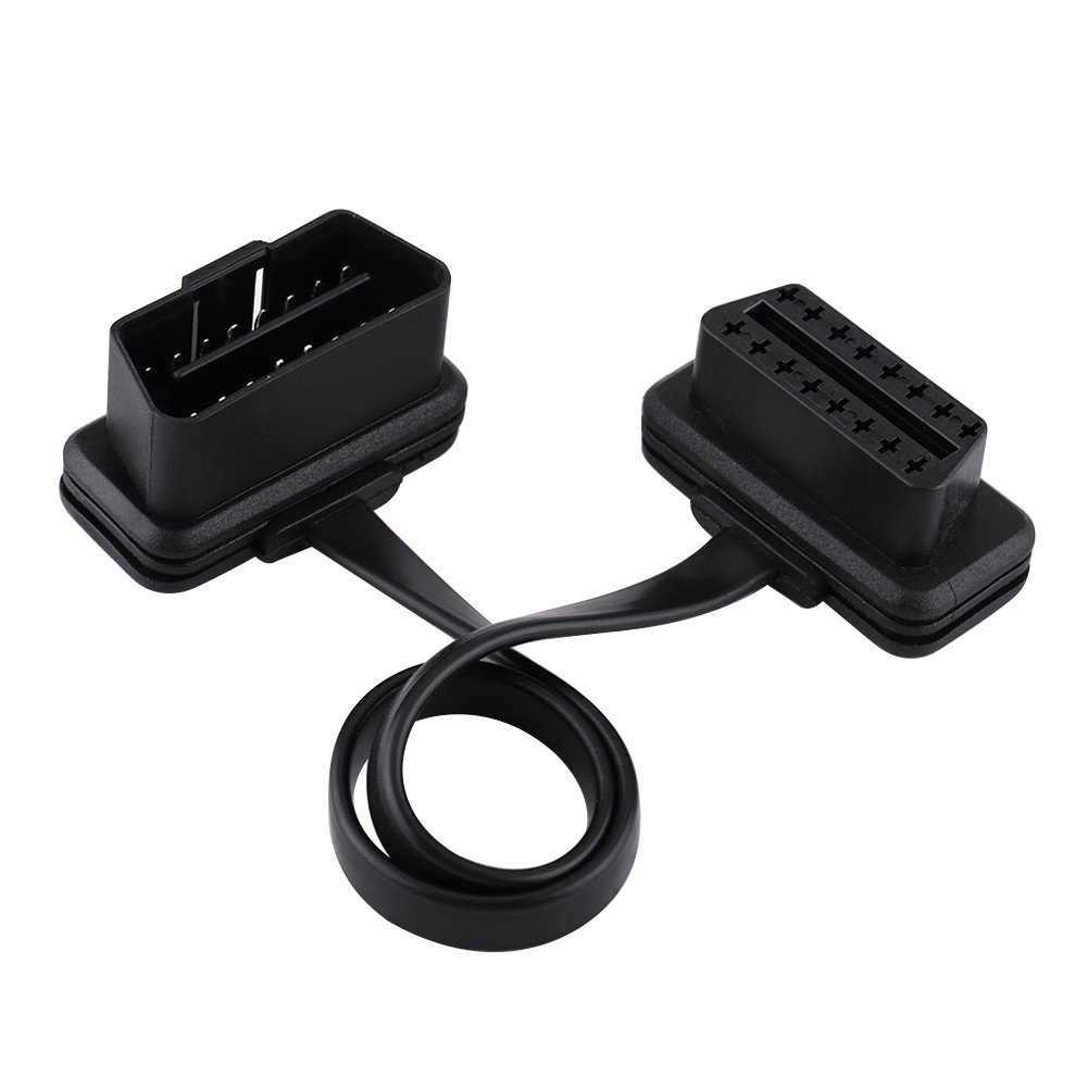 Akozon Auto Diagnosekabel 16 Poliger Stecker auf Buchse OBD2 OBD II Verlängerungskabel Flache Nudel Kabel Auto Diagnose Extender Kabel Adapter Ultra Low Profile(60cm) von Akozon